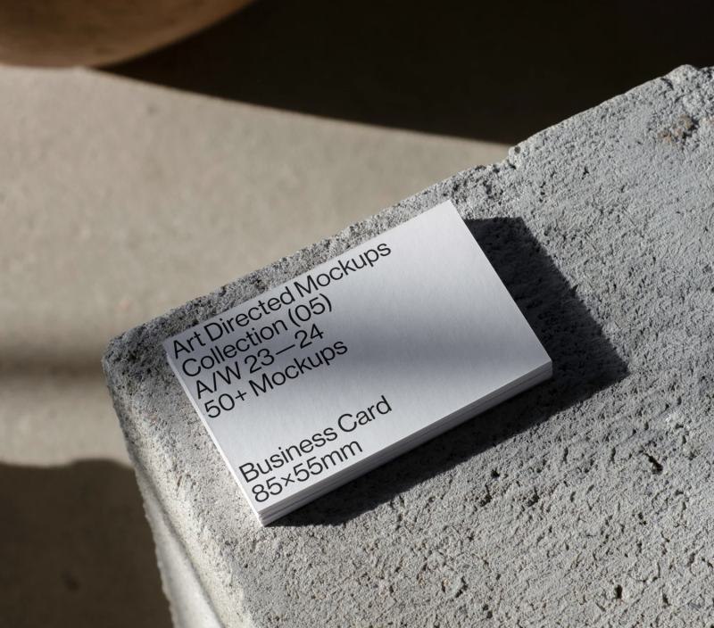 EU business card mockup on textured surface, showcasing minimalist design for professional branding.