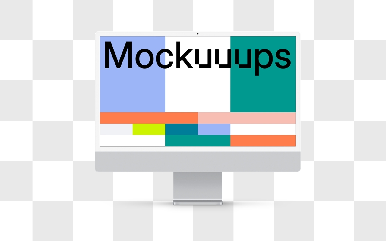 iMac 24 inch mockup with transparent background in isometric view, perfect device mockup template for showcasing digital content